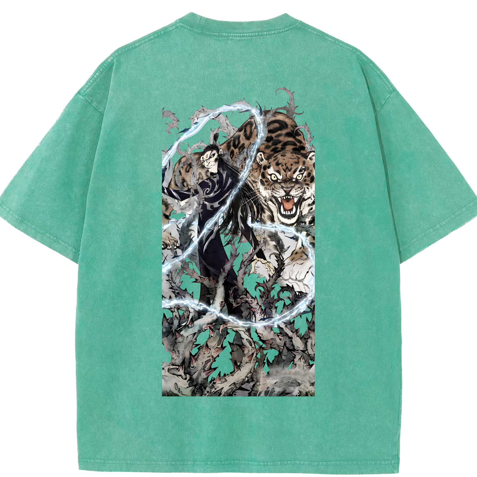 （画像用） Ne Zha 2 ナタ 魔童の大暴れ 綿100% ヴィンテージ風 半袖Tシャツ（背面プリント）